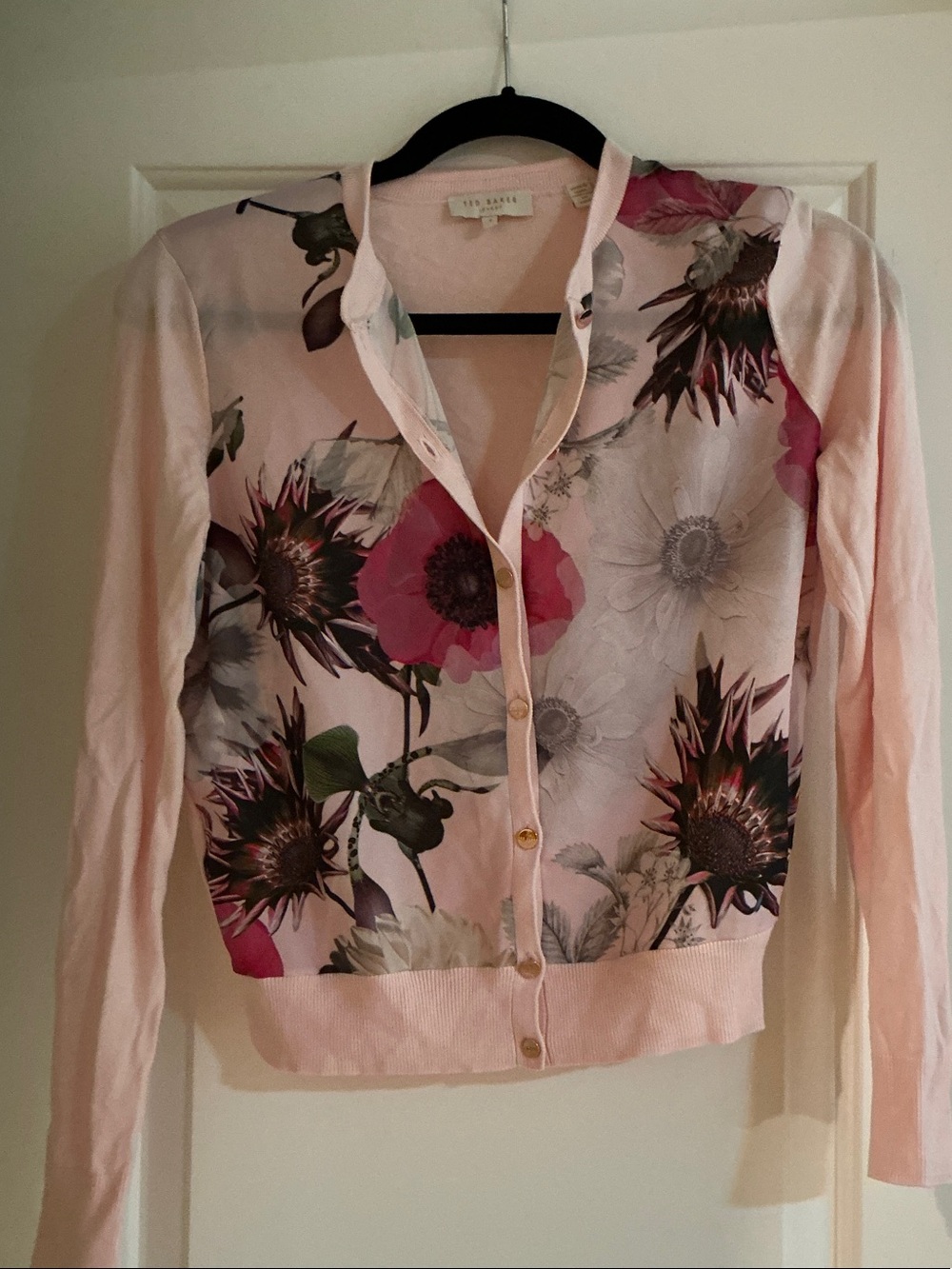 Ted Baker Blush Pink Floral Button-Front Cardigan